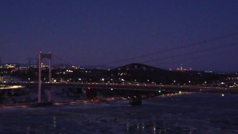 Aerial view of Quebec city bridges