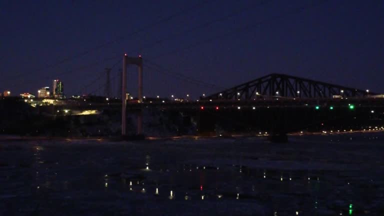 Aerial view of Quebec city bridges