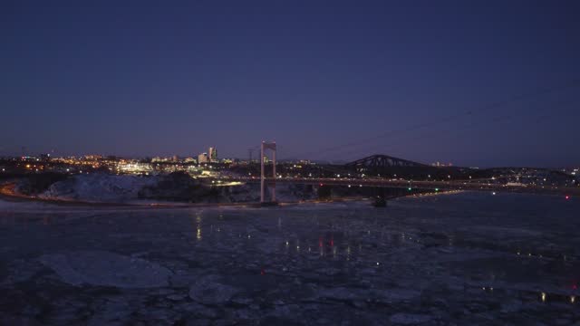 Aerial view of Quebec city bridges