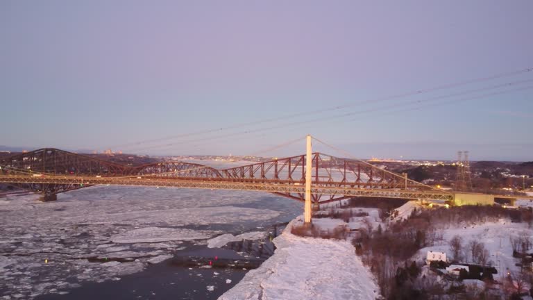 Aerial view of Quebec city bridges