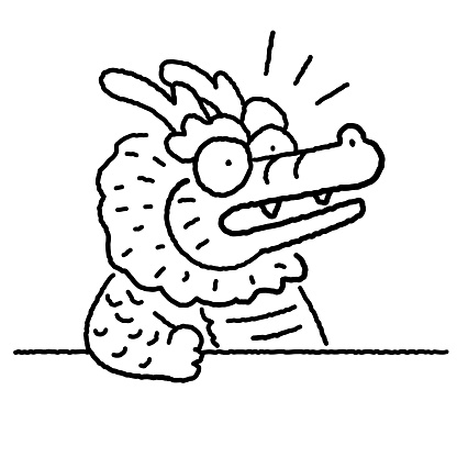 Animal characters vector art illustration.
New Year Dragon Line Art: Talking.