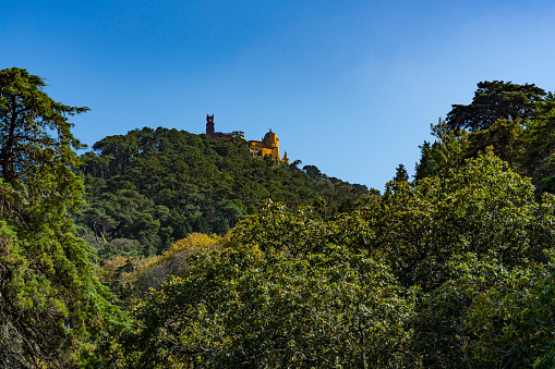 Sintra, Portugal - Oct. 3, 2023: Pena Palace - Palácio Nacional da Pena, Sintra, Portugal.