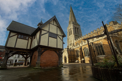 The Old Grammar School was built in 1614 in Market Harborough, Leicestershire, UK