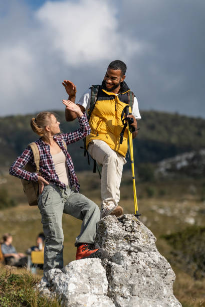 istock Meeting of hikers next to the camper 1993867521
