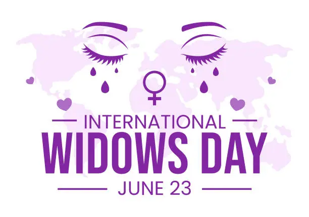 Vector illustration of International Widows Day Vector Illustration on 23 June with Woman Mourns and Injustice Faced by Widow in Flat Cartoon Background Design