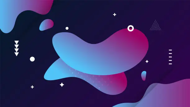 Vector illustration of Modern abstract pink and purple gradient geometric shape on dark blue background design