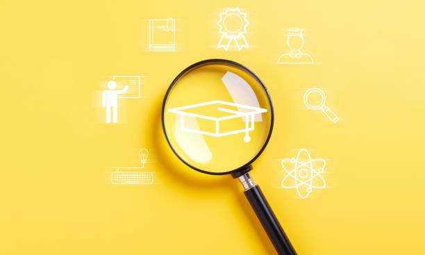 istock Educational technology concept, online connection of educational information, Magnifying glass focus on Educational icon. 1993897290