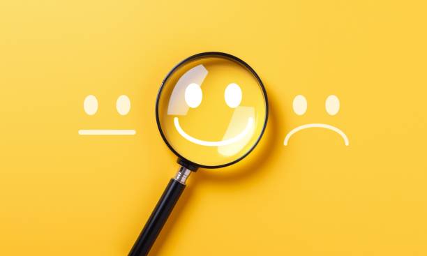 istock Good review concept by focus on smile face icon, smile face feedback 1993897295