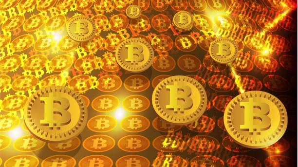 istock Crypto currency gold wallpaper with glowing color dodge Styles. 3D design background. 1993907013