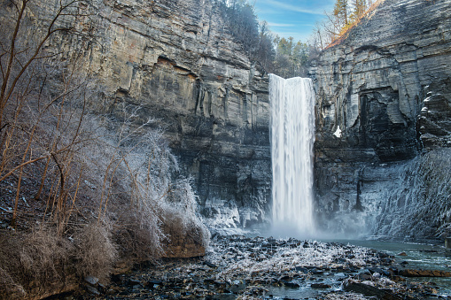 An icy view of the Taughannock Falls near the Finger Lakes in upstate New York.