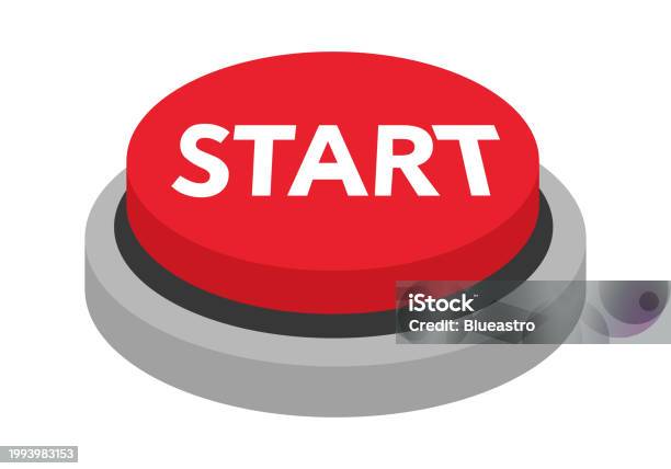 Redstart Icon Red Start Button In Flat Design On White Background Stock Illustration ...
