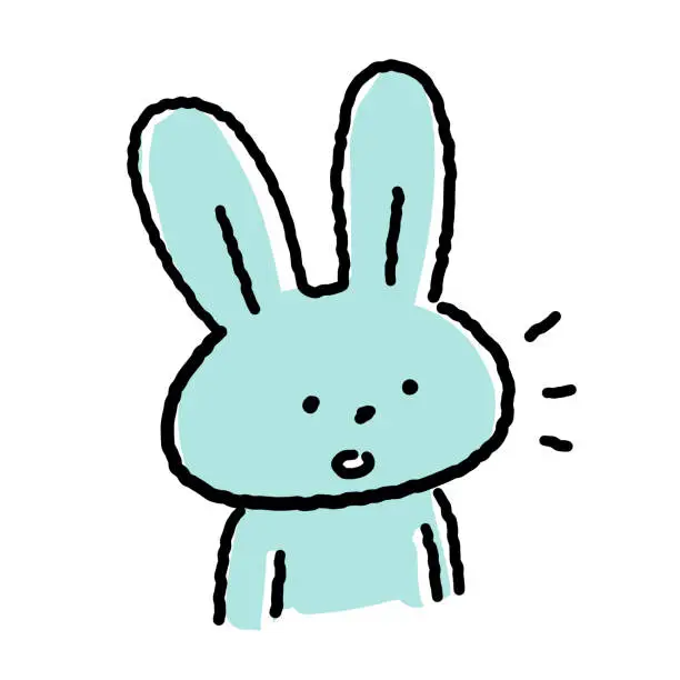 Vector illustration of Cute Rabbit Line Drawing: Talking