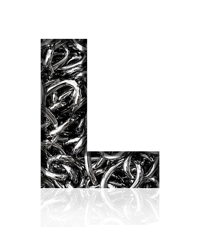 Silver letter R lowercase. 3D rendering of matted silver font isolated on white background.