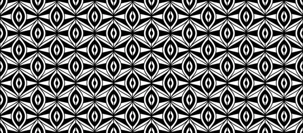 Vector illustration of Retro art deco seamless pattern. Repeated black and white geometric motif. Vintage decorative texture for wallpaper, textile, fabric, print swatch. Vector geo elegant ornament backdrop