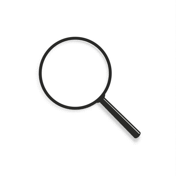 realistic black magnifying glass. magnification lens isolated on white background. 3d vector object illustration. transparent shadow effect. - büyüteç stock illustrations