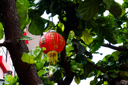 Selective focus of lantern lights that decorate during Chinese New Year. Great for Chinese New Year celebrations.