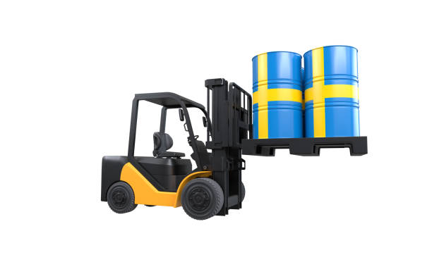 istock Forklift lifting fuel tank with Sweden flag on white background 1994074804