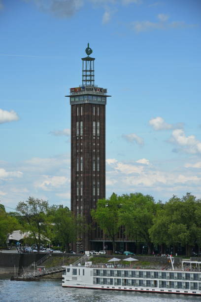 tv tower in cologne, germany 2017 - rhine river audio imagens e fotografias de stock