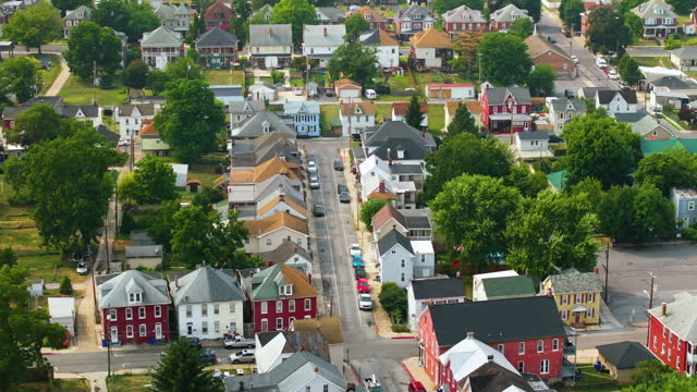 Panoramic townscape with old historical architecture in Hagerstown, Maryland. American architecture