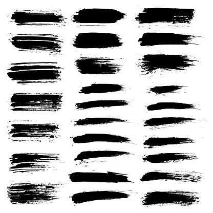 Vector set black brush strock.