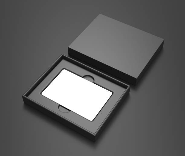 Rectangular hard cardboard gift card holder box for branding presentation and mock up template.