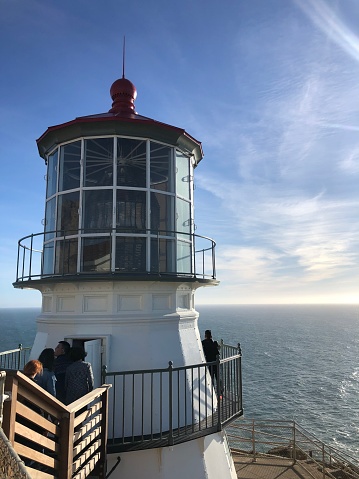 Close view of people entering the Point Reyes Lighthouse
