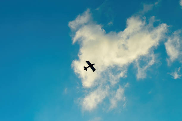 Biplane at sunset