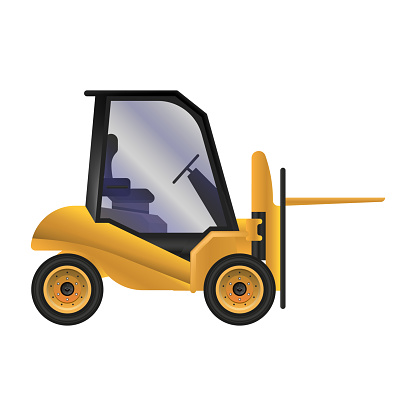 Small forklift in cartoon style. Vector illustration