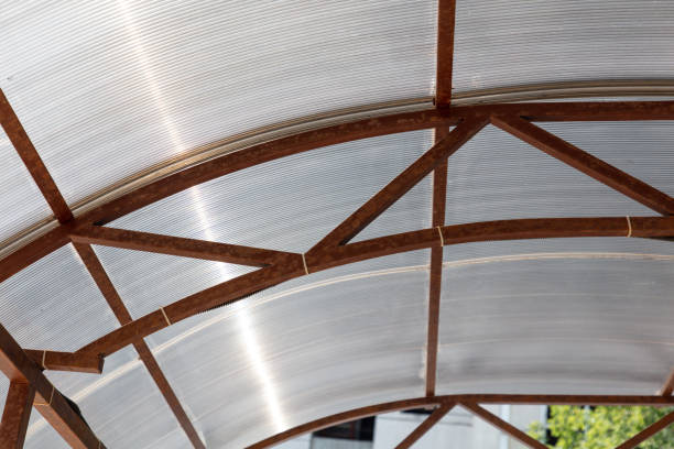 istock Plastic covering on a metal canopy as a background 1994413495