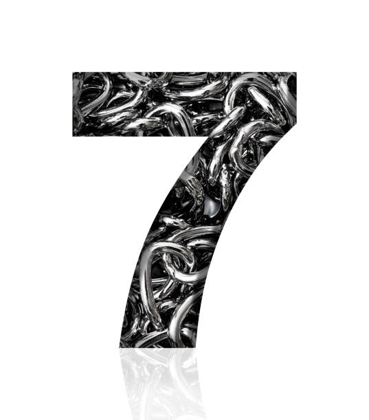 Bright Neon Font with fluorescent pink tubes. Number 7. Night Show Alphabet. 3d Rendering Isolated on White Background.