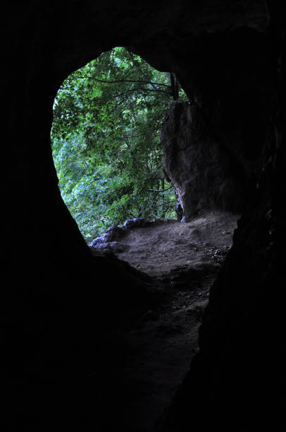 istock Hidden remote cave entrance in the forest from inside 1994466752