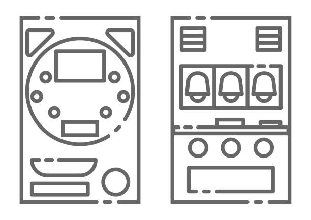 파칭코 기계와 슬롯 머신 아이콘 소재 세트 - pachinko stock illustrations