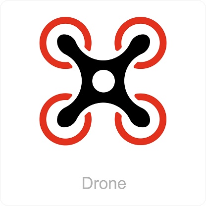 This is beautiful handcrafted pixel perfect Red and Black Filled Drone icon