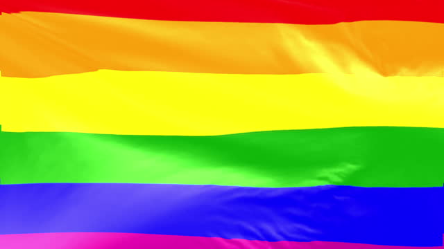 Full Screen Progress Pride flag waving in the wind HD. LGBT, LGBTQIA+ Rainbow, Equality. Pride Month. 6 Stripe