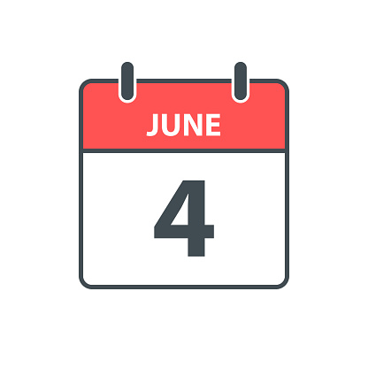 June 4. Calendar Icon in a Flat Design style. Daily calendar isolated on blank background. Vector Illustration (EPS file, well layered and grouped). Easy to edit, manipulate, resize or colorize. Vector and Jpeg file of different sizes.