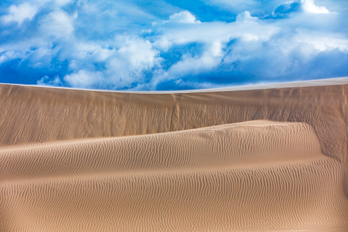 Naturally occurring shapes and patterns in desert sand dunes landscape scene. Photographed in Western Australia