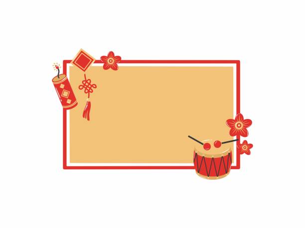 chinese new year frame ornament background. frame ornament chinese new year background. chinese frame background with ornament. ornament frame background chinese new year. frame background chinese new year ornament - new year 2024 stock illustrations
