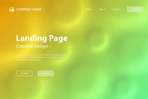 Vector illustration of Landing page Template - Abstract background with circles and Green gradient