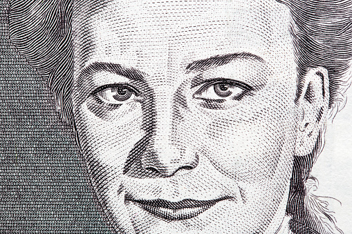 Ivana Kobilca a closeup portrait from Slovenian money - Tolar