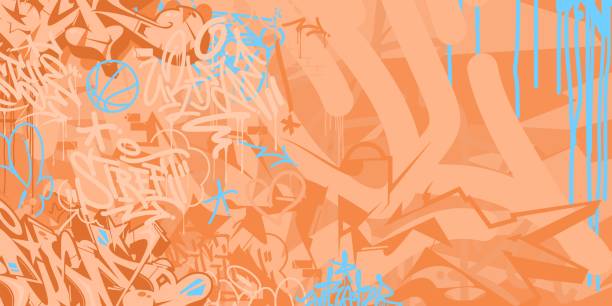 istock Cool peach color Abstract Urban Style Hiphop Graffiti Street Art Vector Background Template 1994615751