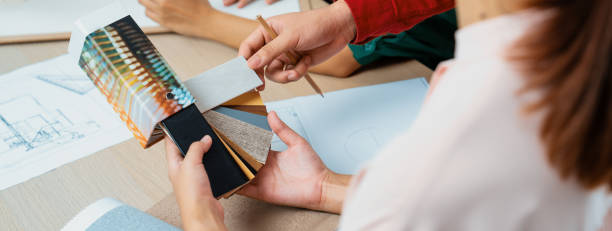 istock Professional interior design choose floor material from sample. Variegated. 1994618350