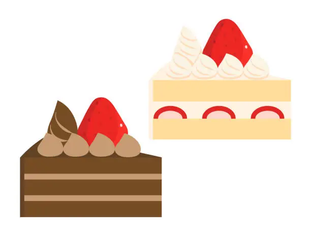 Vector illustration of Set of chocolate cake and shortcake illustrations