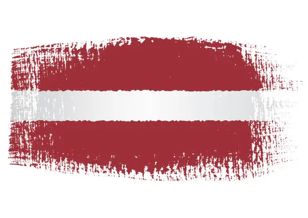 Vector illustration of Brush stroke with Latvia flag, isolated on transparent background, vector illustration