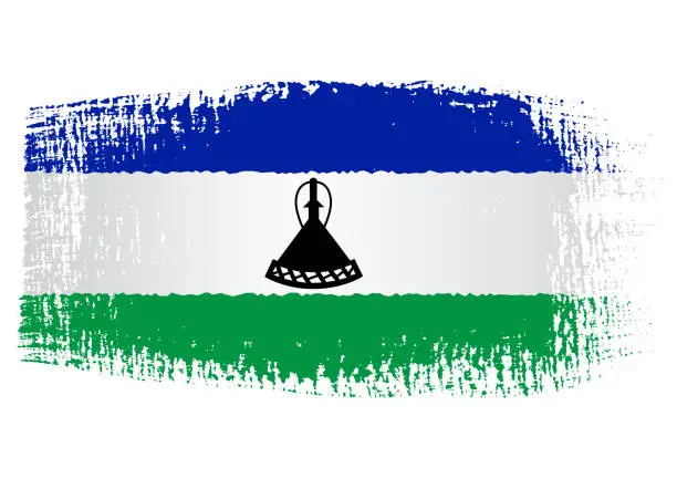 Vector illustration of Brush stroke with Lesotho flag, isolated on transparent background, vector illustration