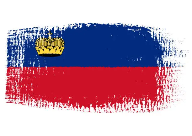Vector illustration of Brush stroke with Liechtenstein flag, isolated on transparent background, vector illustration