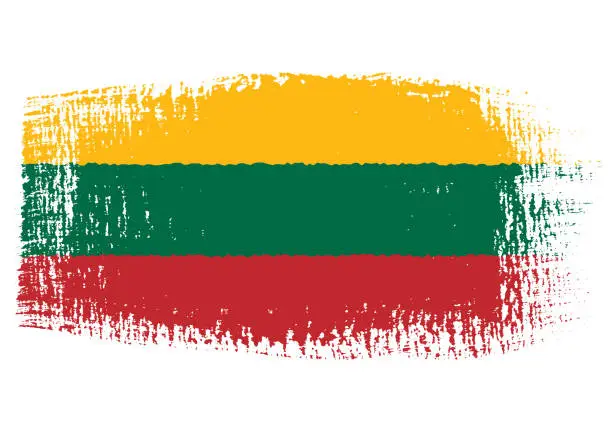Vector illustration of Brush stroke with Lithuania flag, isolated on transparent background, vector illustration