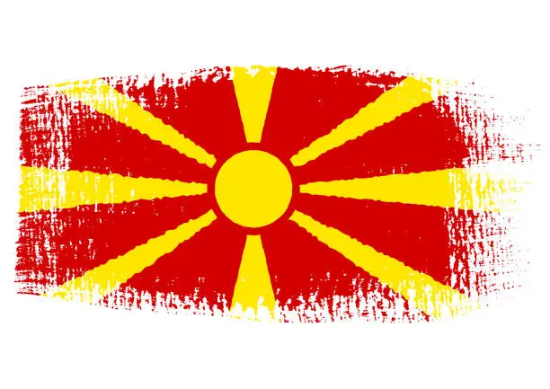 Vector illustration of Brush stroke with Macedonia flag, isolated on transparent background, vector illustration