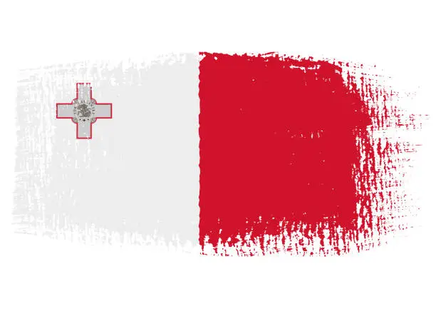 Vector illustration of Brush stroke with Malta flag, isolated on transparent background, vector illustration