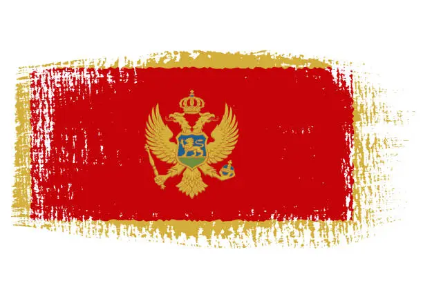 Vector illustration of Brush stroke with Montenegro flag, isolated on transparent background, vector illustration