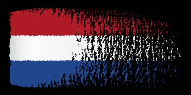 Vector illustration of Brush stroke with Netherlands flag, isolated on transparent background, vector illustration